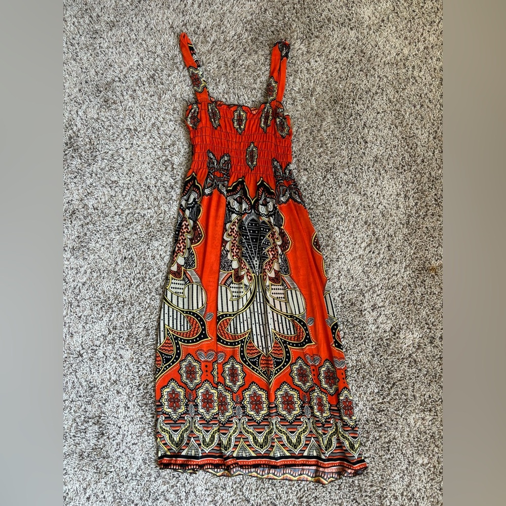 Orange summer dress with pattern
